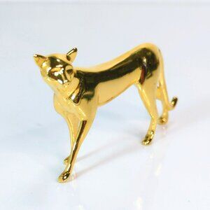 Franklin Mint Curio Cabinet Cat Figurine Art Deco Gold Collectible 2" Tall 1988